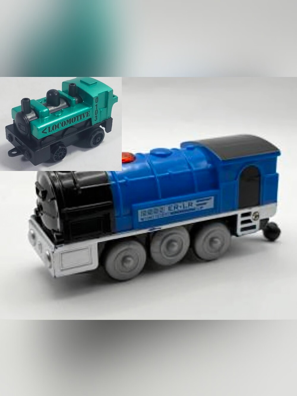 2PC VINTAGE LOCAMOTIVE TOY'S R US IMAGINARIUM EXPRESS &  TOYSMITH LOCO MOTION